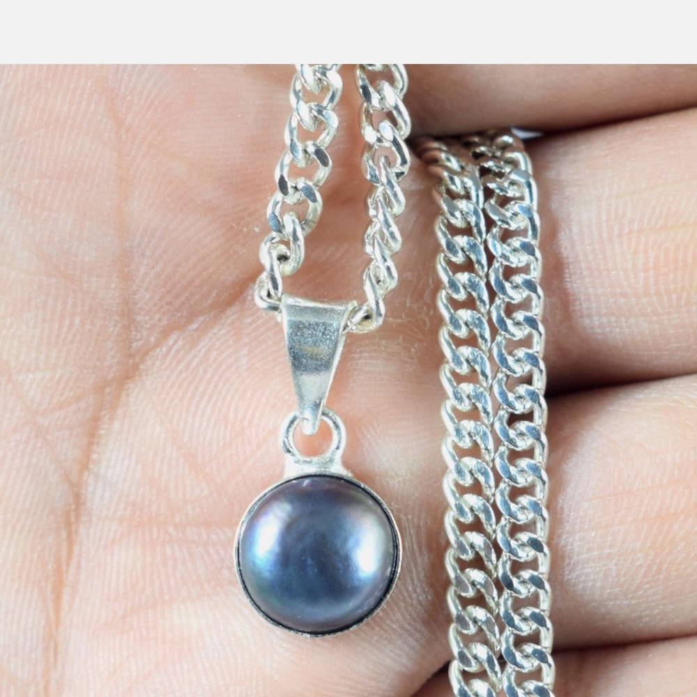 Tahitian Black Pearl Pendant Necklace Natural Pearl Necklace Tahitian Pearl 925